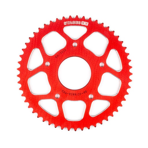 [S6-2018802/RE] Corona Peugeot / Motorhispania 50 53D 420 aluminio CNC Stage6 - Rojo
