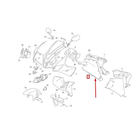 [0/000.570.7177] Carenado lateral inferior derecho Rieju RS3 50 17-18 Liqui Moly