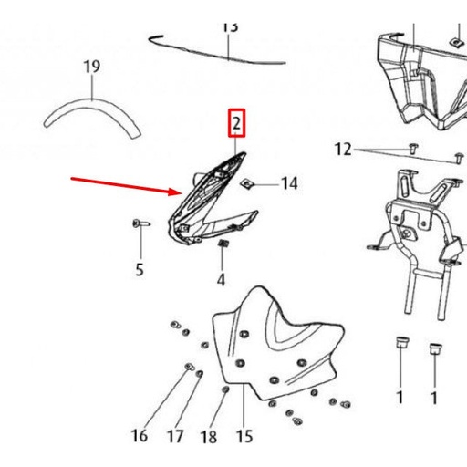 [0/000.620.4201] Tapa portafaro derecha Rieju Strada 125 2019 - Blanca
