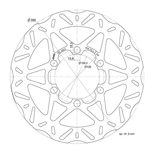 [175.0042] Disco de freno delantero Piaggio Beverly 300/350 d.300mm Polini