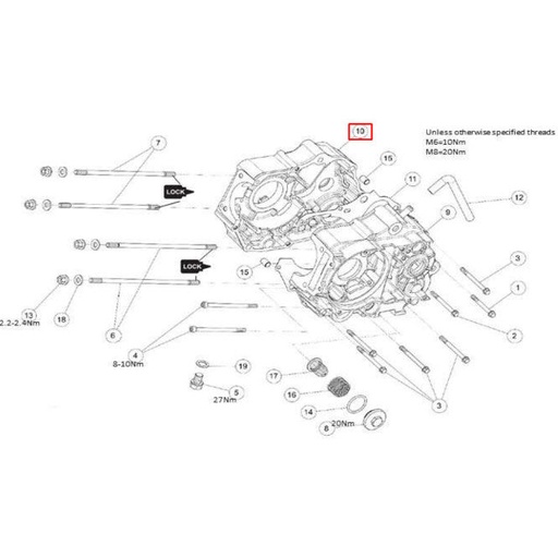 [86884] Cárter motor derecho motor Daytona Anima 4 marchas arranque pedal