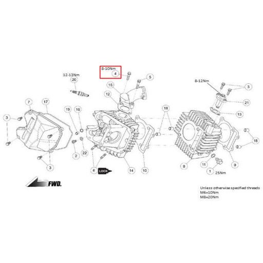[86466] Tornillo tobera admisión/culata M6x25 motor Daytona Anima