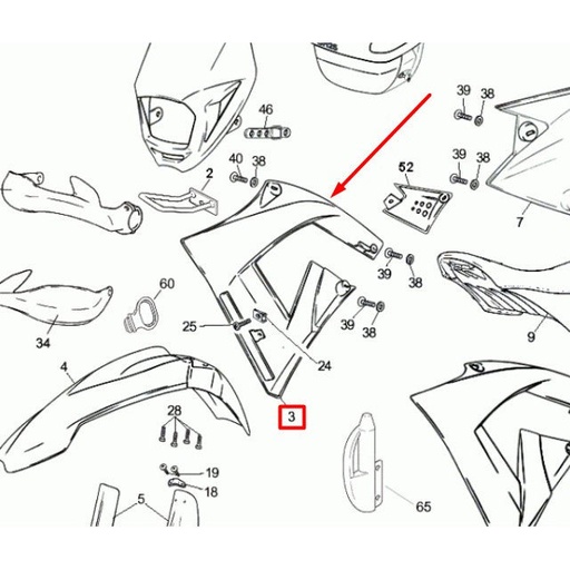 [0/000.570.5146] Tapa lateral derecha Rieju MRX 50 2006 - azul