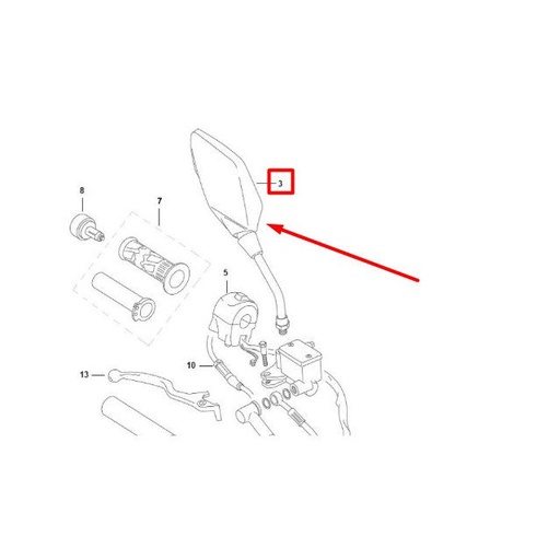 [0/000.990.4006] Retrovisor derecho Rieju Aventura / Century 125