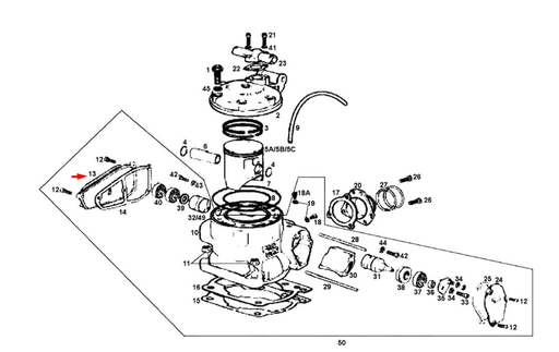 [ME25610003] Tapa válvula cilindro izquierda Rieju EC 125-250-300