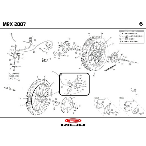 [0/000.860.5011] Pinza de freno delantera Rieju RR / RRX / SMX / Spike 50