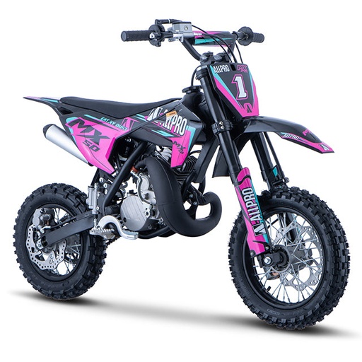[AP100PB50.MX.1210.PI] Pitbike infantil Minicross 50cc MX 2T AC llanta 12/10 Allpro - rosa