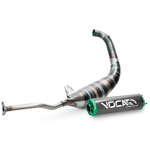 [VCR-RD30188.05.CAGR] Escape Yamaha TZR >2003 / Aprilia RS 1999-2004 Racing Carbon 80cc Voca salida abajo - silenciador cazoleta verde
