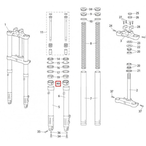 [0/000.480.6008] Rascador barra de suspensión 38x36x15 Rieju Marathon 125 / MRT 50-125 -1 unidad