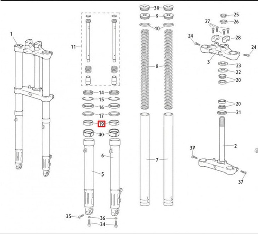 [0/000.480.6203] Casquillo interno barra de suspensión Rieju Marathon 125 / MRT 50-125 - 1 unidad