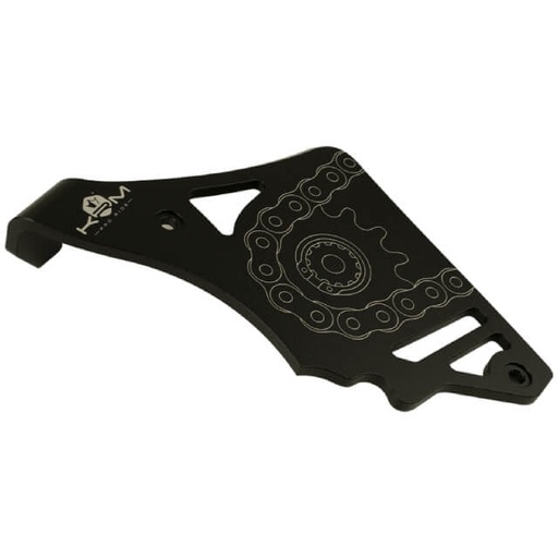 [KR798F] Tapa cubre piñón con tirante Minarelli AM6 aluminio KRM - negro