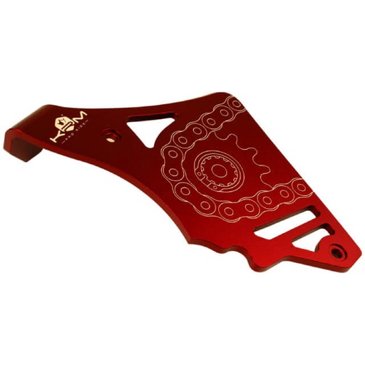 [KR799F] Tapa cubre piñón con tirante Minarelli AM6 aluminio KRM - rojo