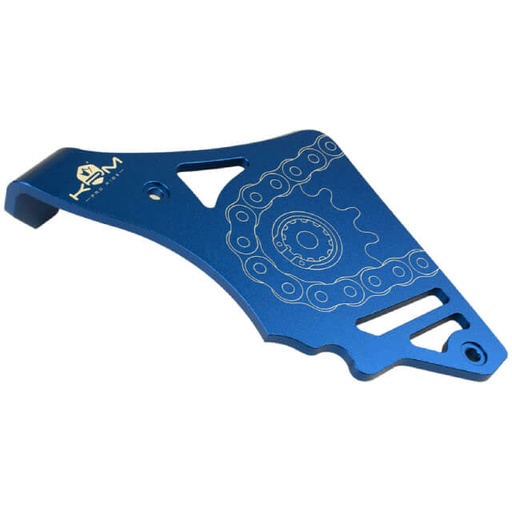 [KR800F] Tapa cubre piñón con tirante Minarelli AM6 aluminio KRM - azul