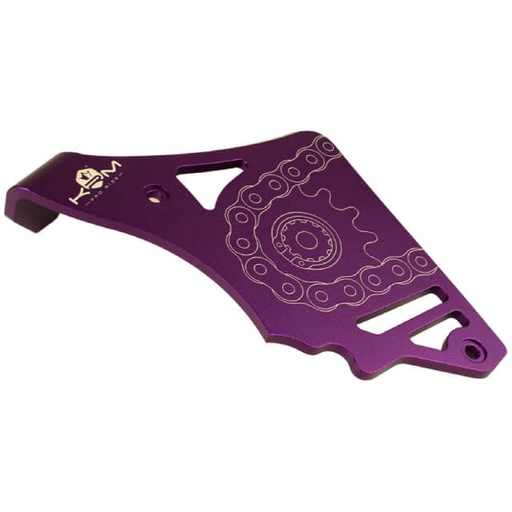 [KR804F] Tapa cubre piñón con tirante Minarelli AM6 aluminio KRM - violeta