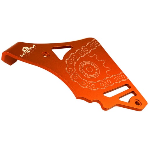 [KR805F] Tapa cubre piñón con tirante Minarelli AM6 aluminio KRM - naranja