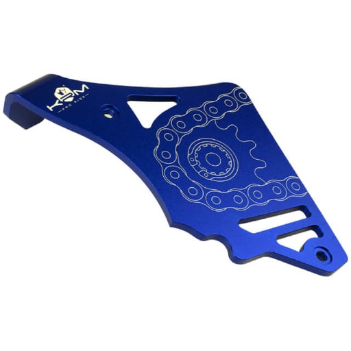 [KR808F] Tapa cubre piñón con tirante Minarelli AM6 aluminio KRM - azul oscuro