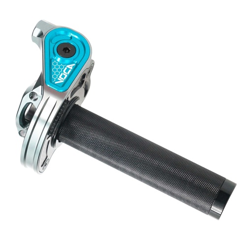[VCR-RD13.90QUICK/CY] Mando de gas VOCA Bestia CNC 90º - azul cyan