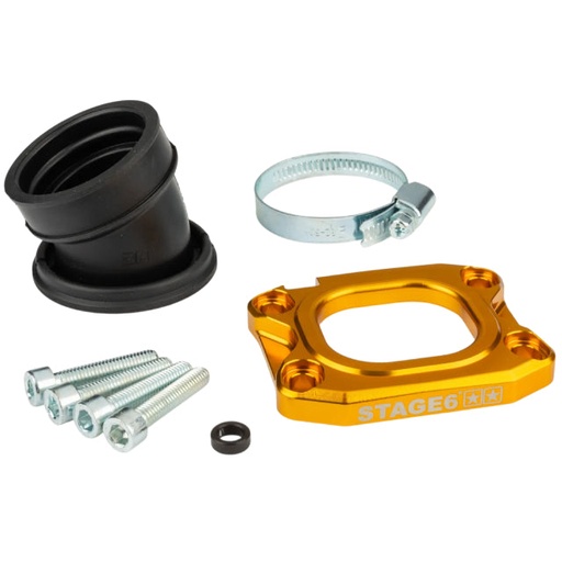 [S6-3318836/YE] Tobera de admisión Derbi / Minarelli AM6 d.40mm 360º Stage 6 - dorado