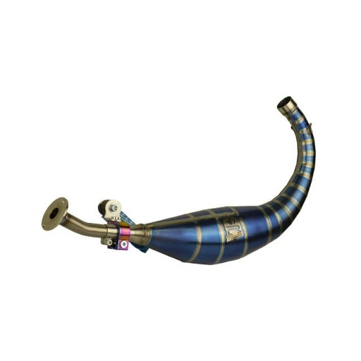 [KR755F-256] Bufanda de escape titanio azul KRM Minarelli AM6 80-90cc