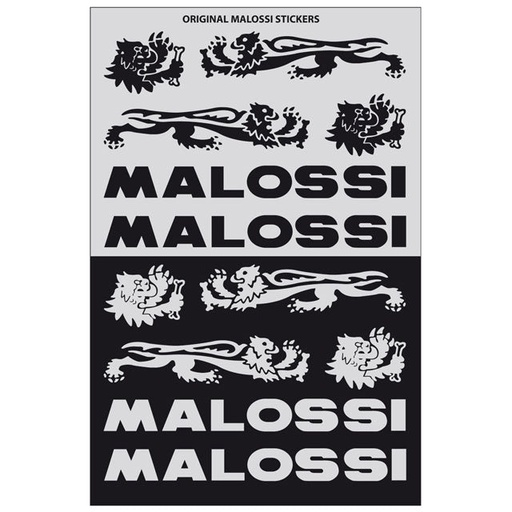 [3314154] Set de pegatinas Malossi negro-plata 11,5 X 16,8 cm