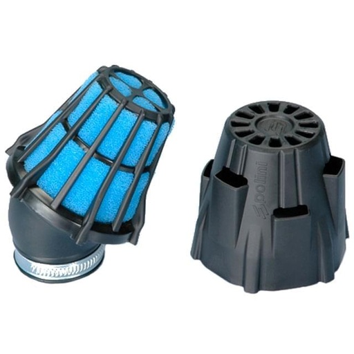 [203.0092] Filtro de potencia Polini, carcasa de plástico, corto/grande, curvado 30°, d=42mm