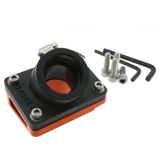 [S6-3314015/OR] Sistema de admisión Piaggio largo / Peugeot horizontal Stage6 R/T d=28mm naranja