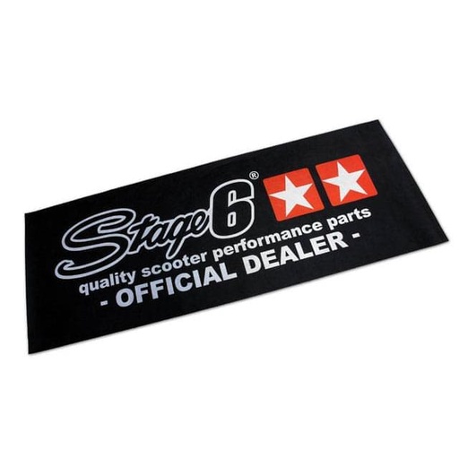 [S6-0560/B] Pancarta "Stage6" (75x200cm) , "Quality Scooter Performance Parts" - negro