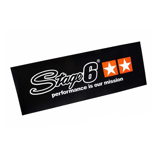[S6-0571/BK] Pancarta "Stage6" (75x200cm) , "performance is our mission" - negro