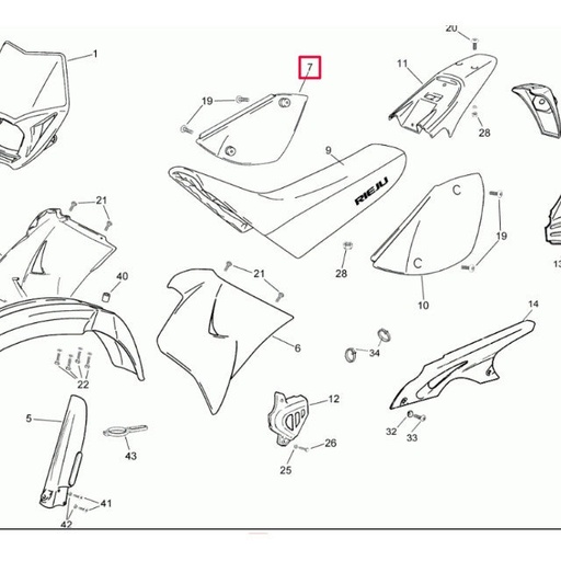 [0/000.570.2610] Carenado lateral derecho Rieju RR Spike - rojo