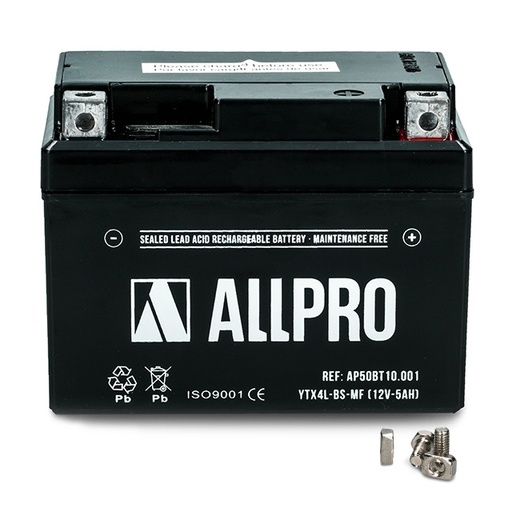 [AP50BT10.001/10] Caja de 10 baterías YTX4L-BS precargada Allpro