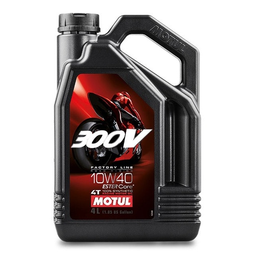 [104121] Aceite motor 4T 10W40 4L Motul 300V Factory Line Road