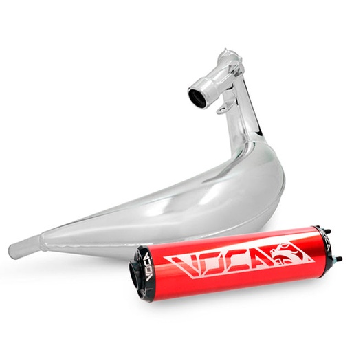 [VCR-RD38192/REBK] Escape Derbi Senda/DRD / Aprilia RX/SX VOCA Cross Chromed 50/70cc (CE) - Silenciador rojo