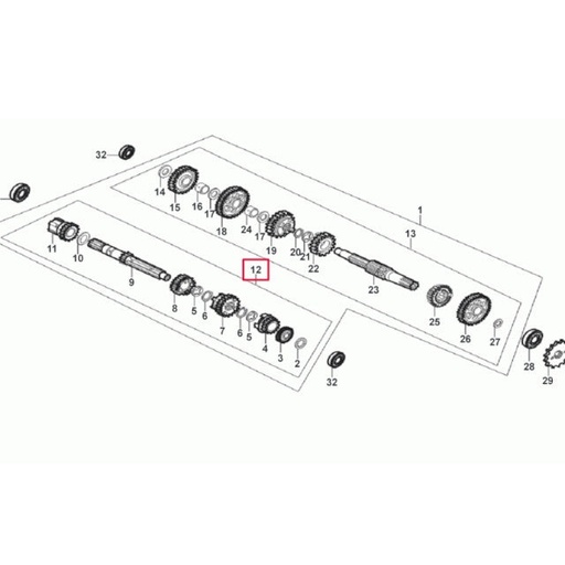 [0/250.010.0038] Arbol primario completo Rieju Tango 250cc 4T 18.7 cm