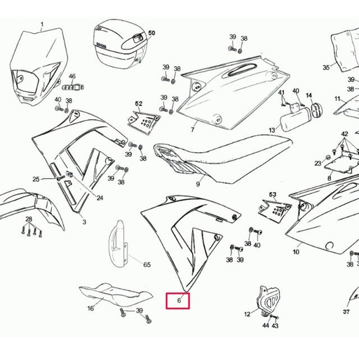[0/000.570.5103] Tapa delantera izquierda Rieju MRX 50 azul