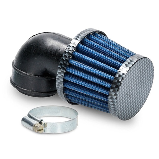 [AP30AF10.100] Filtro de aire Allpro tipo K&N codo 90º pequeño Ø28-35mm, look carbono