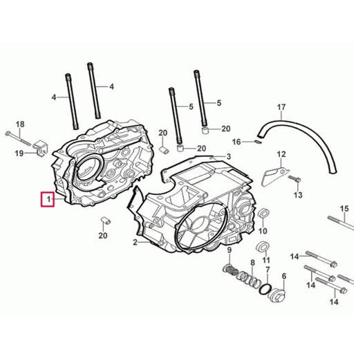 [0/250.008.0023] Carter derecho y izquierdo Rieju Tango 250cc 4T 2012
