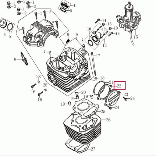 [0/227.001.0022] Junta tapa lateral cilindro Rieju Marathon / Tango AC 125cc 