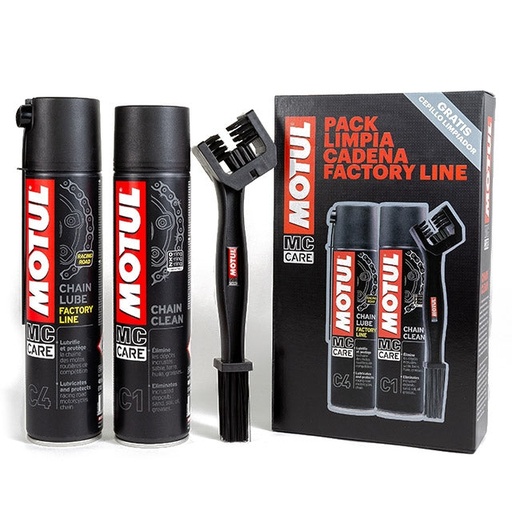 [109919] Pack Motul MC Care Limpiador Cadena + Lubricante Factory Line 