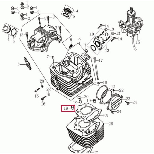 [0/227.001.0019] Casquillo centrador cilindro 10x20mm Rieju Marathon 125 AC