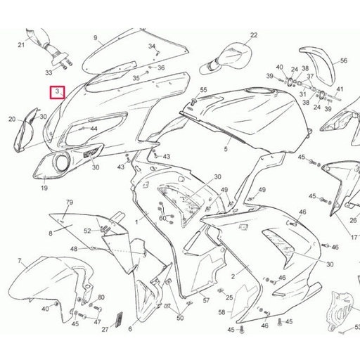 [0/000.570.7260] Carenado cúpula faro Rieju RS2 50 Matrix azul