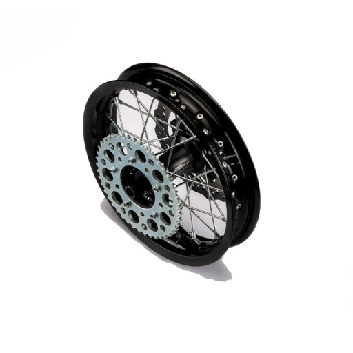 [YC110-1101-25-BK] Llanta trasera aluminio 1.85x12" buje CNC con disco Pitbike YCF >2021 - Negro/negro