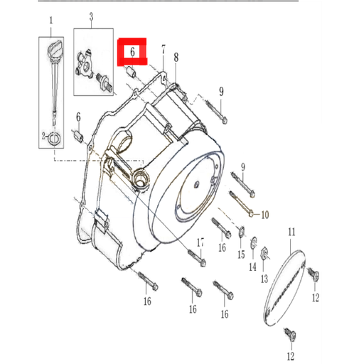 [91521-08001200063] Casquillo centrador cilindro Ø8x12x6,3 Pitbike motor semi-auto 88 Zongshen