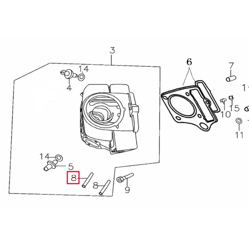 [208M036] Tornillo culata M6x38 Pitbike motor 150-3/E 150-5 YX