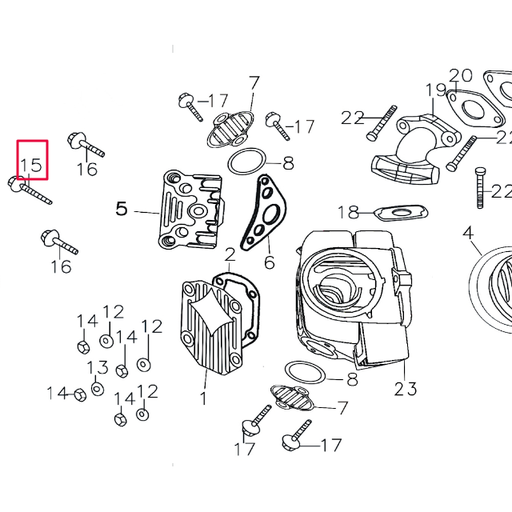[GB5787] Tornillo culata tipo 1 Pitbike motor 150-3/E 150-5 YX