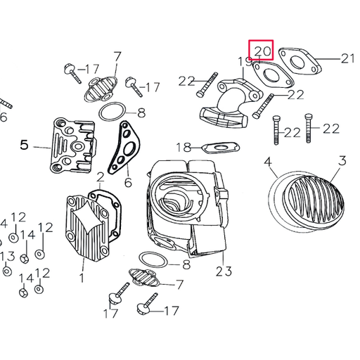 [F001B014] Junta separador tobera de admisión Pitbike motor 150-3 150-5 YX