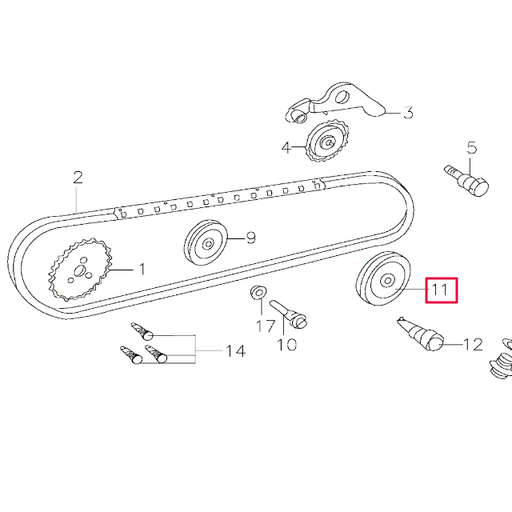 [E04C021] Rodillo tensor 2 cadena distribución Pitbike motor 150-3/E 150-5 YX