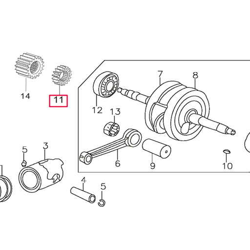 [E13E023] Piñón bomba aceite Pitbike motor 150-3 150-5 YX