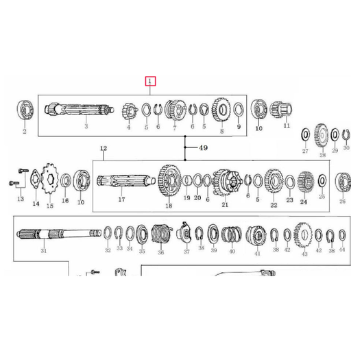 [23220-JZ28-0000] Eje primario de cambio completo Pitbike Zongshen 155Z