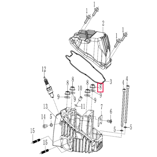 [100100535-0006] Tuerca m8 culata Pitbike motor 190 Zongshen