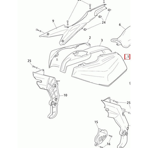 [0/000.570.7048] Cubre depósito izquierdo Rieju 50 RS3 negro